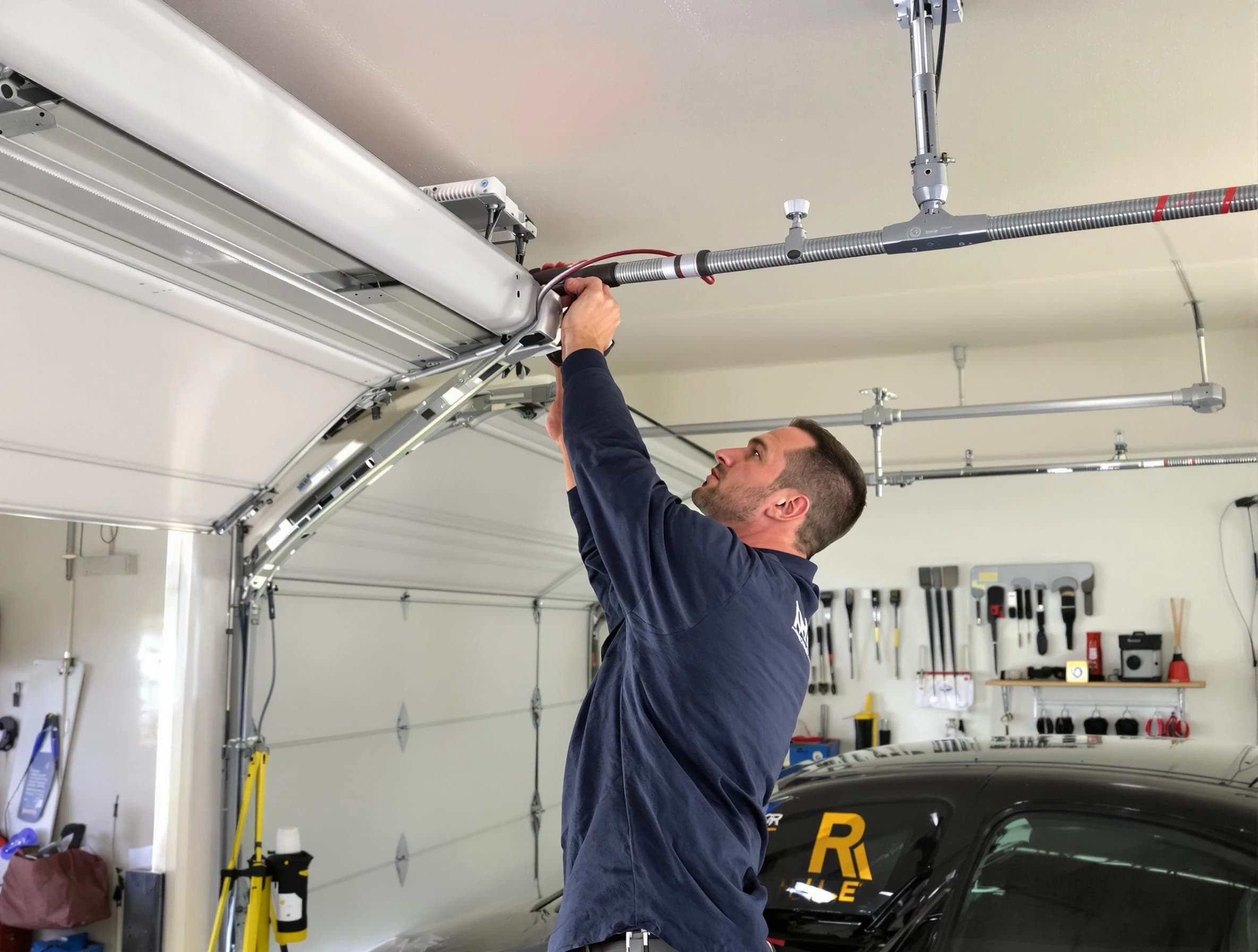 Fredericksburg Garage Door Repair technician performing garage door cable repair in Fredericksburg