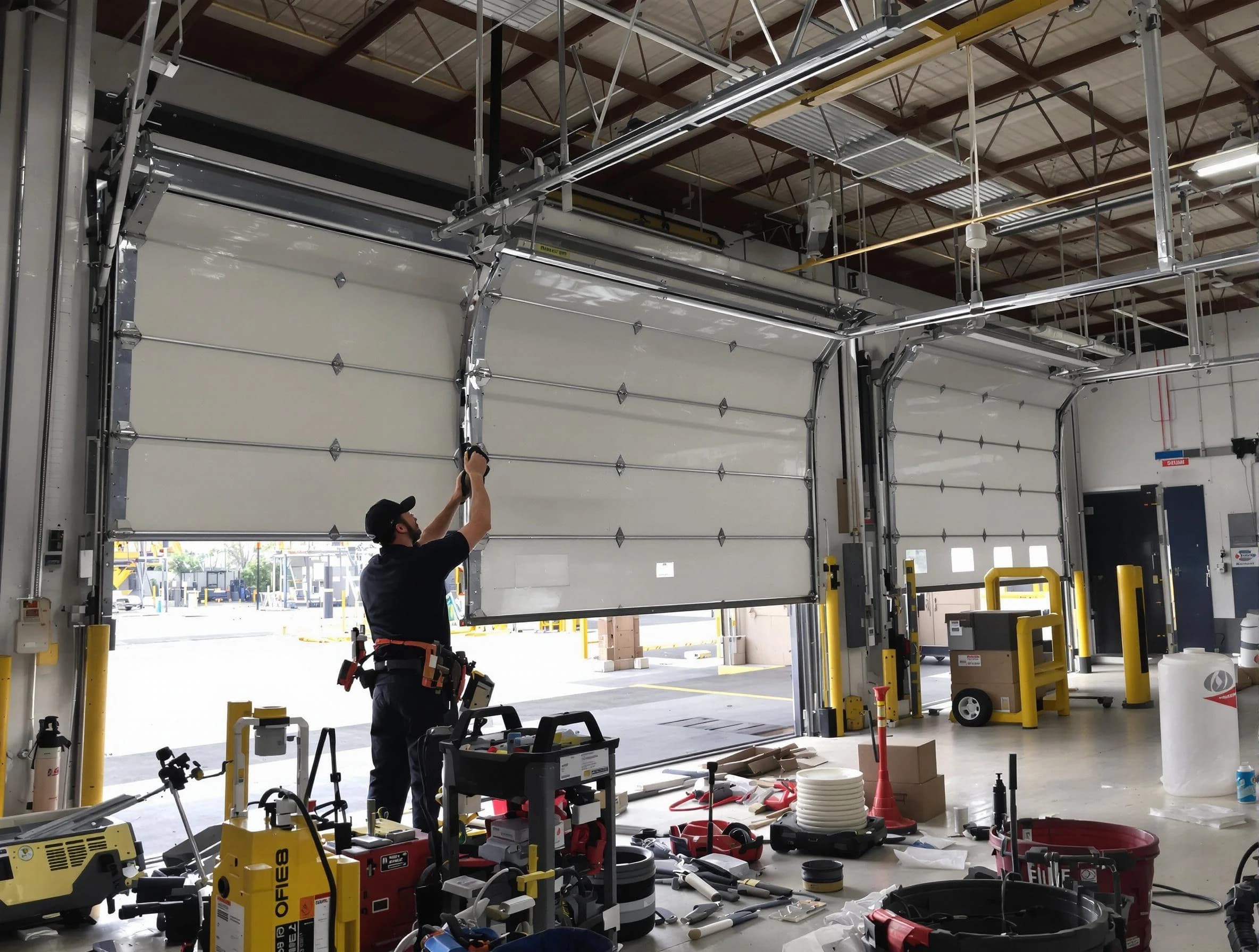 Fredericksburg Garage Door Repair technician performing commercial garage door repair in Fredericksburg