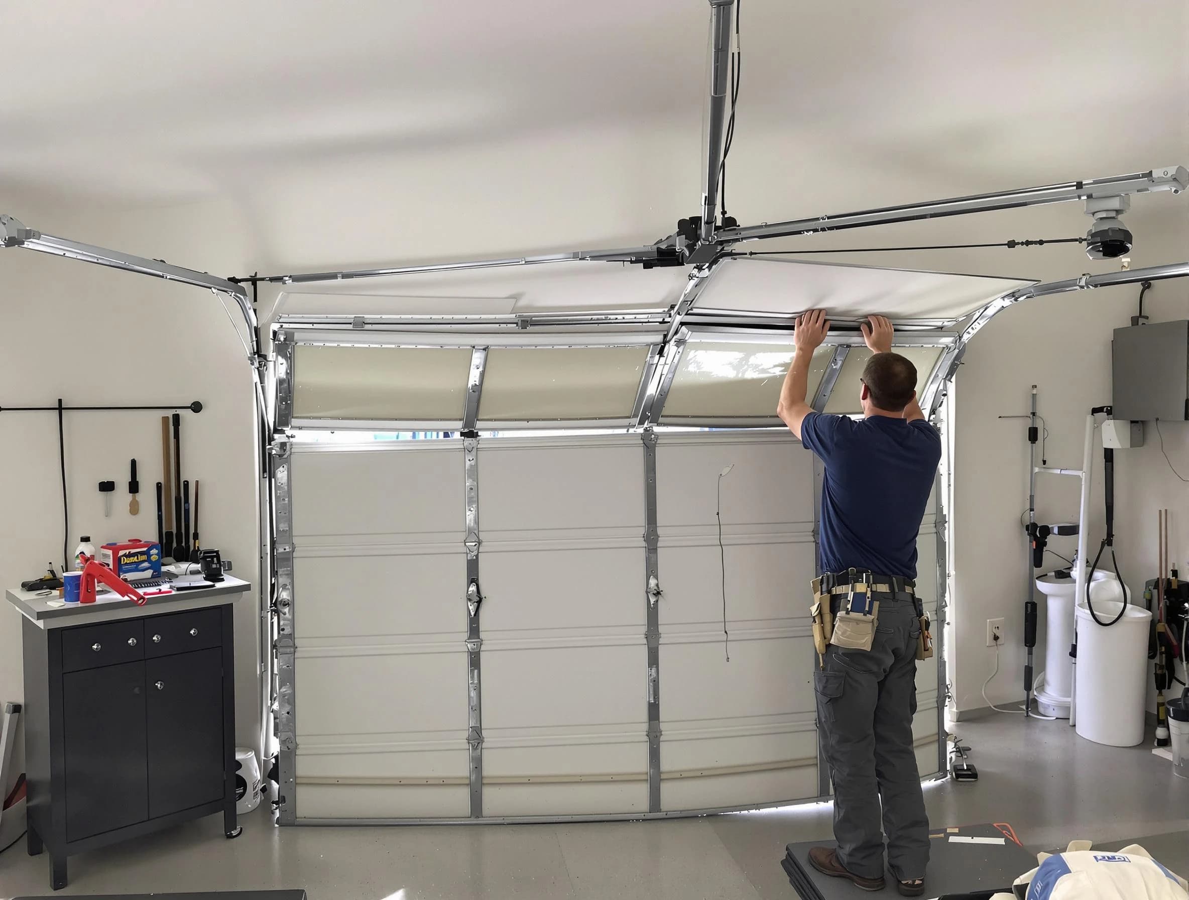 Fredericksburg Garage Door Repair specialist performing precise section replacement on Fredericksburg garage door