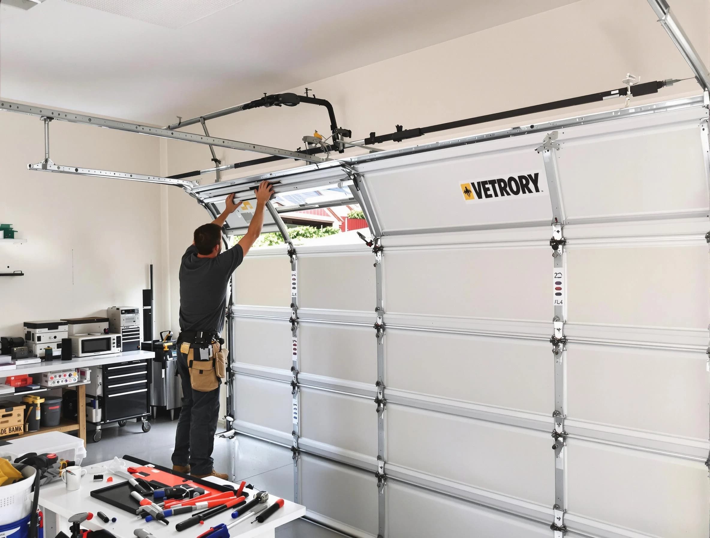 Fredericksburg Garage Door Repair technician performing section replacement in Fredericksburg