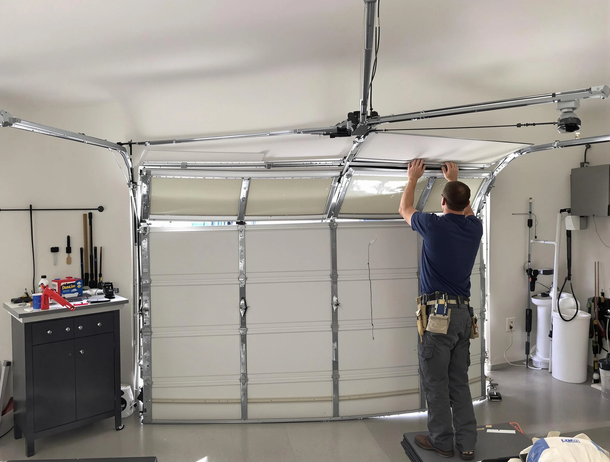 Fredericksburg Garage Door Repair specialist performing precise section replacement on Fredericksburg garage door